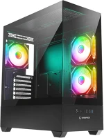 Rampage 42819 számítógépház - calibre (fekete; üveg; matx; alsó táp; 3x120mm rgb kép