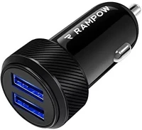 Rampow RBB01 Autós töltő, szivargyújtós töltő, 12w, 2 x usb aljzat, fekete kép