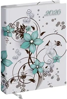 Realsystem 23.0821404 Zsebnaptár  2 day b/6 kétnapos álló fehér lapos virágminta 2026. kép