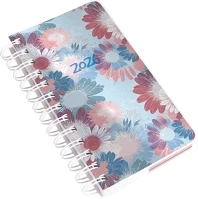 Realsystem 23.09395 Határidőnapló  sp5 spirál a/6 napi fehér lapos virágok 2026. kép