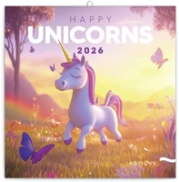 Realsystem 23.09848 Lemeznaptár  300x300mm happy unicorns 2026. kép