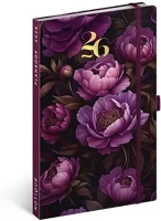 Realsystem 23.09872 130x210 mm 2 hét oldalpáronként sárga lapos purple flowers 2026 kép
