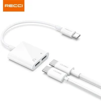 Recci RECCI RDS-A09 2x type c - type c fehér töltő és audió elosztó adapter kép