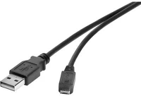 Renkforce RF-4724427 Usb 2.0 kábel, 1x usb 2.0 dugó a - 1x usb 2.0 dugó micro b, 3 m, fekete kép