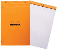 Rhodia A/4+ 80 Jegyzettömb clairefontaine  orange a/4+ 80 lapos kockás lyukasztott kép