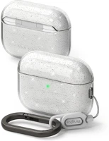 Ringke FD8800293859352 Airpods pro 3 tartó:  air glitter - átlátszó csillámos tok, karabinerrel kép