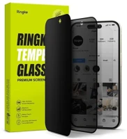 Ringke G4AS117 iphone 15/ 16 screen protector easy slide privacy tempered glass 9h with kép