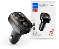 Rock FN0022 Bluetooth fm-transmitter / szivargyújtó töltő - 2xusb + mp3 + tf-kártyaolvasó + type-c + pd/qc3.0 -  b301 - fekete kép
