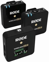 Rode WIRELESS GO II kompakt kétcsatornás vezeték nélküli mikrofon rendszer adóba épített kép