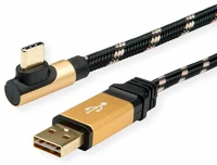 Roline 11.02.9060-10 Adapter usb-c (90°) - usb 2.0, 0,8m, arany-fekete kép
