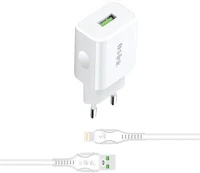 S-link AND-EC14B telefon töltő -  (1db usb, 5v/1a, 5w, micro usb 100cm adat+töltőkábel, fehér) kép