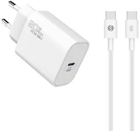 S-link SL-EC62TP hálózati töltő -  (20w, qc4.0 gyorstöltés,type-c to type-c, 100cm adat+töltőkábel, fehér) kép