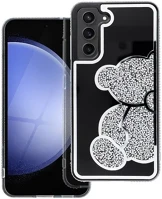 Samsung 101244 Teddy bear  galaxy s24 csillogó köves tok, ezüst kép