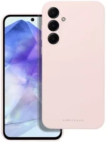 Samsung 98550 galaxy a55 5g prémium szilikon tok velúr béléssel, világos rózsaszín kép