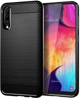 Samsung A10, FEKETE Forcell carbon hátlap tok,  a105 galaxy a10, fekete kép