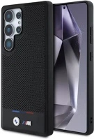 Samsung BMHMS25L24PUHOTK Bmw leather tricolor stripe  galaxy s25 ultra magsafe hátlap tok, fekete kép