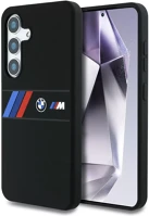 Samsung BMHMS25S23SAXK Bmw silicone middle tricolor stripes  galaxy s25 magsafe hátlap tok, fekete kép