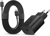 Samsung EP-DA767JBE, FEKETE gyári hálózati töltő adapter 25W, USB-C bemenet, 1,8 m TypeC kábel kép