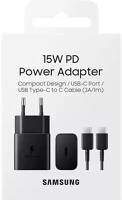 Samsung EP-T1510XBEGEU Ep-t1510 usb-c hálózati gyorstöltő usb-c kábellel, 15w, fekete kép