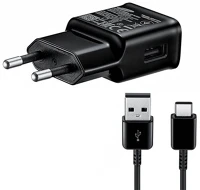 Samsung ep-ta200ebe_typec SAMSUNG hálózati töltő USB aljzat (5V / 2000 mA, gyorstöltés támogatás + Type-C kábel) FEKETE