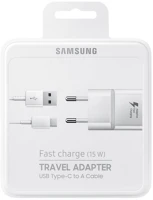 Samsung EP-TA20EWEC Hálózati töltő usb aljzat (5v / 2000 ma, gyorstöltés támogatás + ep-dn930cwe type-c kábel) fehér kép