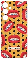 Samsung GP-TOS926SBDYW-B-IT Galaxy s24+ toiletpaper gyári tok, sárga/száj minta kép