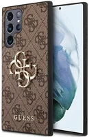 Samsung GUHCS22L4GMGBR Guess pu 4g metal logo  galaxy s22 ultra hátlap tok, barna kép