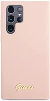 Samsung GUHCS22LLSLMGPP Guess silicone metal logo galaxy s22 ultra hátlap tok, rózsaszín kép