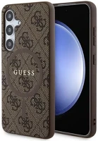 Samsung GUHMS24SG4GFRW Guess 4g collection leather metal logo s24 (s921) magsafe tok, barna kép