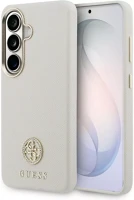 Samsung GUHMS26MPGCRMDEE Guess rhinestone round logo galaxy s26 plus mágneses tok, magsafe, bézs kép