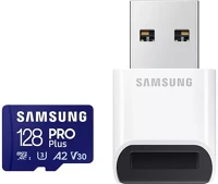 Samsung MB-MD128SB/WW pro plus kártyaolvasóval, uhs-i, r180/w130, 128gb) kép