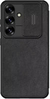 Samsung S25 BŐR Nillkin qin pro  galaxy s25 bőr flip tok, fekete kép