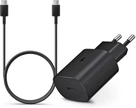 Samsung EP-TA800EBE + EP-DA705BBE gyári hálózati töltő adapter type-c bemenettel + 1 m-es type-c - type-c kábel - 25w -  - fekete (eco csomagolás) kép