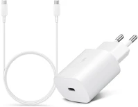 Samsung EP-TA800EWE + EP-DA705BWE Hálózati töltő type-c aljzat 25w, pd gyorstöltő 3.0 + ep-da705bwe type-c kábel, fehér kép