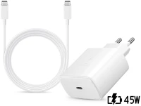 Samsung EP-TA845EWE + EP-DX510JWE Gyári hálózati töltő adapter type-c bemenettel + 1,8 m-es type-c - type-c kábel - 45w - ep-ta845ewe + ep-dx510jwe - fehér (eco csomagolás) kép