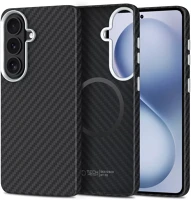Samsung SP113537 Tech-protect ion carbon  galaxy s26 hátlap tok, magsafe, fekete-ezüst kép