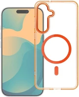 Samsung SP114182 Frame clear hybrid mag  galaxy a57 hátlap tok, magsafe, átlátszó-narancs kép