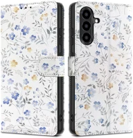 Samsung SP114502 Tech-protect wallet  galaxy a57 flip / kinyitható tok, virág minta, fehér kép