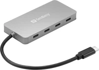Sandberg 136-41 Usb hub - usb-c to 4 x usb-c hub (bemenet: usb-c, kimenet: 4x usb-c, 15cm, ezüst) kép