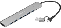 Sandberg 136-66 Usb hub - usb-c/a to 7 x usb 3.0 hub kép