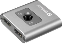 Sandberg 2WAYS 2-1 4K60 Hdmi switch - hdmi 2.0 switch 2ways 2-1 4k60 (bemenet: 1x hdmi kimenet: 2x hdmi, kapcsoló gomb, fekete) kép