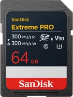 Sandisk 00226807 Extreme pro 64gb sdxc memory card, 300/300mb/s , 8k, v90, uhs-ii kép