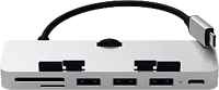 Satechi ST-TCIMHS Aluminum type-c clamp pro hub (3x usb 3.0,microsd) - silver kép