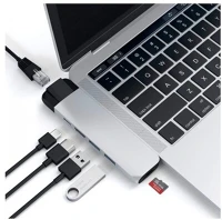 Satechi ST-TCPHES Aluminium type-c pro hub (hdmi 4k,passthroughcharging,1x usb3.0,1xsd,ethernet) - silver kép