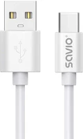 Savio CL-168 Usb cable 2 m usb 2.0 usb a - usb c white  usb kábel 3 m fehér kép