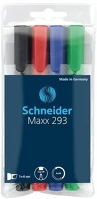 Schneider 293, 4 klf Tábla- és flipchart marker készlet 2-5mm, vágott végű schneider maxx 293, 4 klf. szín