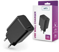 Setty TF-0142 Usb hálózati töltő adapter -  usb wall charger - 5v/3a - fekete kép