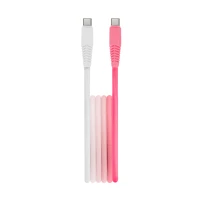 Setty TF5900495757036 - type-c (usb-c) / type-c (usb-c) fehér-pink szövet kábel 1,5 m, 15w kép