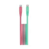 Setty TF5900495757074 - type-c (usb-c) / type-c (usb-c) menta-pink szövet kábel 1,5 m, 15w kép