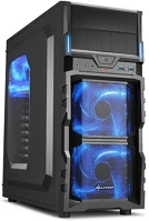 Sharkoon 4044951017515 Számítógépház - vg5-w (fekete; kék belső; atx,matx; alsó táp; 1x120mm v.; 2xusb3.0, i/o) kép